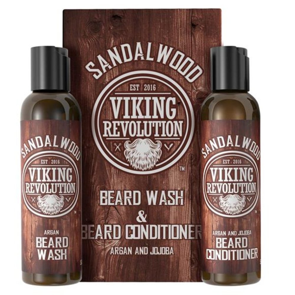 Beard Wash & Beard Conditioner Set w/Argan & Jojoba Oils - Softens & Strengthens
